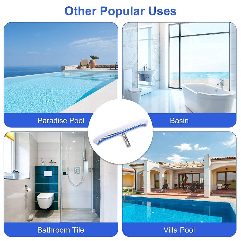 REKOBON Swimming Pool Brush with Pool Skimmer Net Kit,17.5" Aluminum Pool Cleaning Brush with Nylon Pool Bristles, Heavy Duty Pool Fine Mesh Frame Net, Pool Cleaner Supplies(Pole not Included) - Image 3
